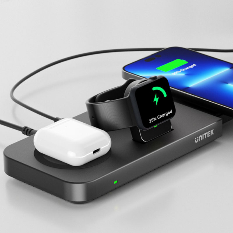 Buy Unitek - P1222B - 5-in-1 MagMighty Combo 48W 3x Wireless Charging Areas 1x U... in Cyprus, Nicosia, Limassol, Larnaka, Pafos