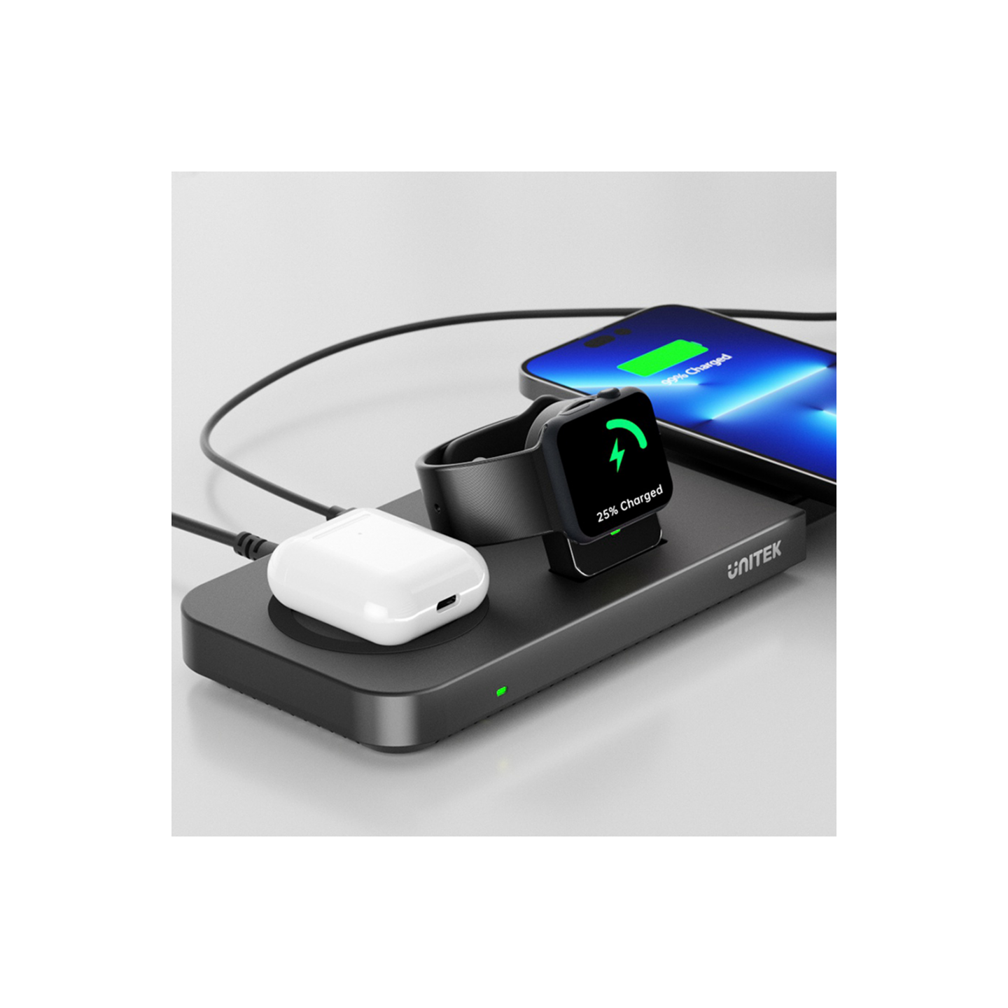 Unitek - P1222B - 5-in-1 MagMighty Combo 48W 3x Wireless Charging Areas 1x USB-A 1x USB-C — Buy in Cyprus with Fast Delivery