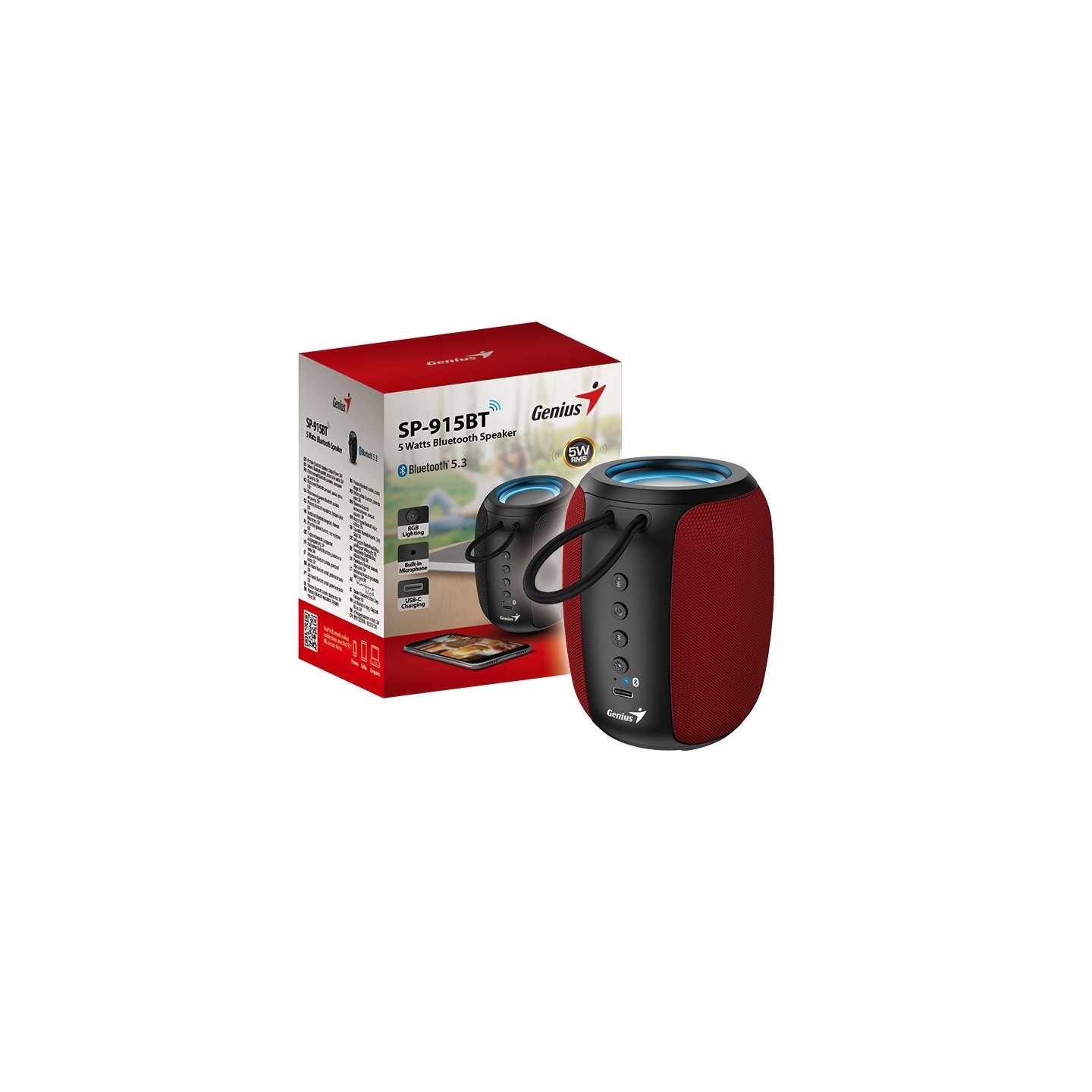 Genius Mobile Speaker - SP-915BT - Portable BT 5W Red — Buy in Cyprus with Fast Delivery
