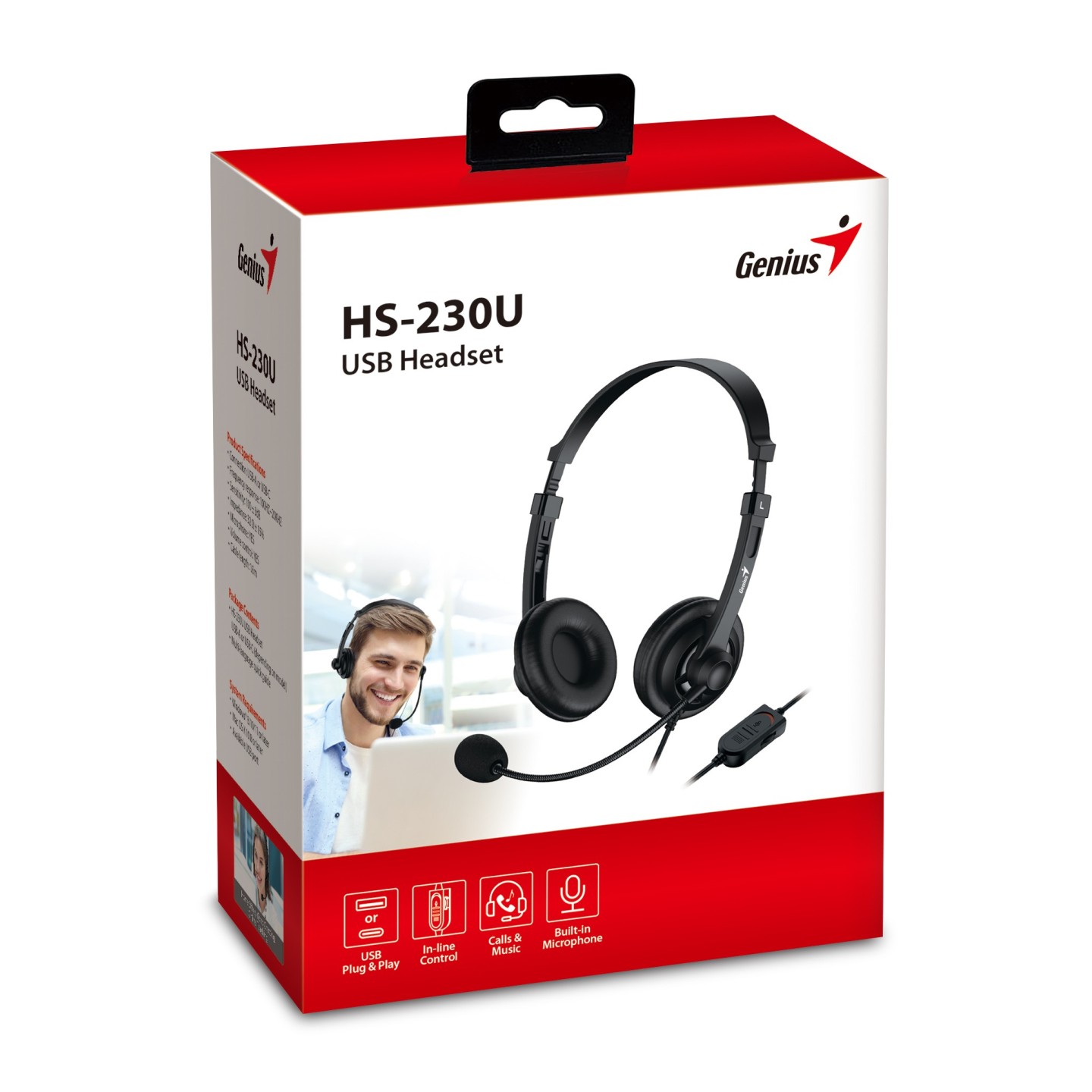 Genius HS-230U USB-C Headset with Mic Inline Control Soft Ear Cups (Boxed) — Buy in Cyprus with Fast Delivery