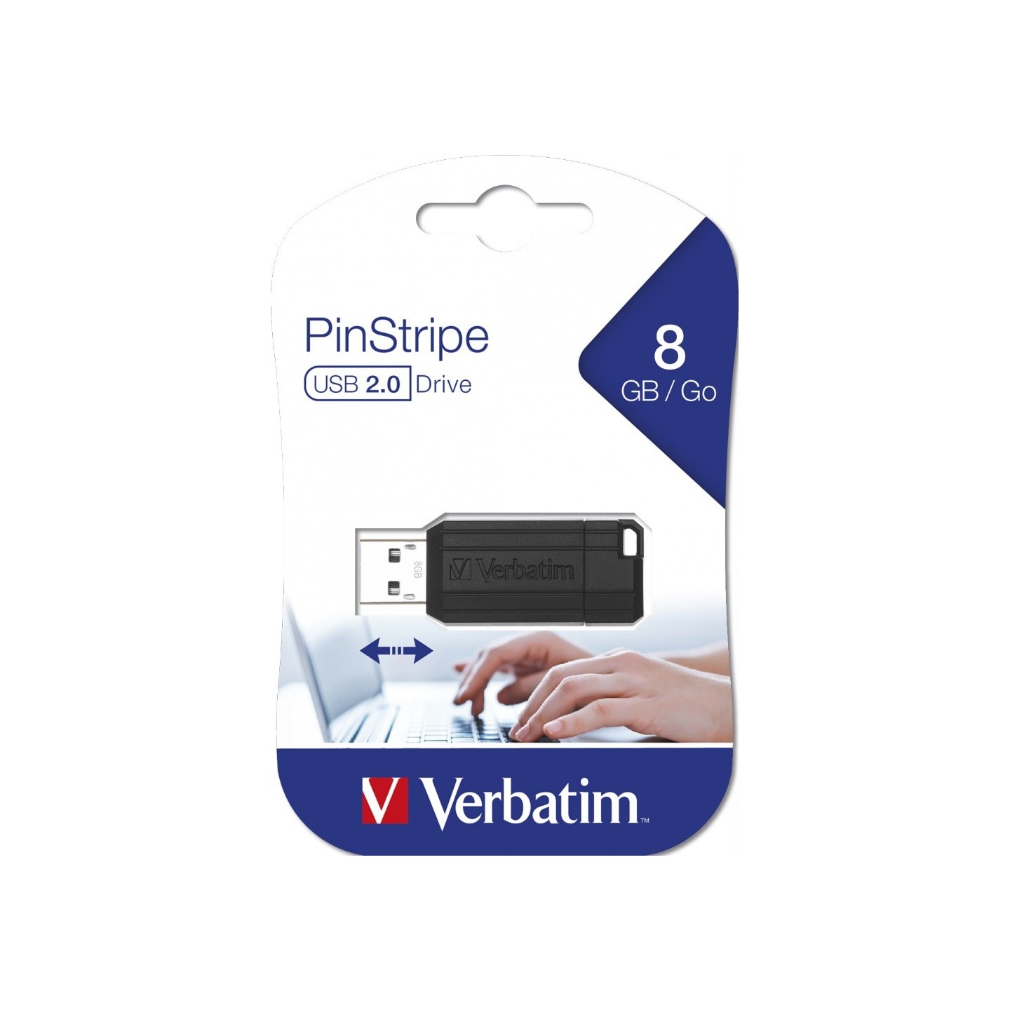 Verbatim PinStripe 8GB USB 2.0 Flash Drive Black - 49062 — Armenius Store Cyprus