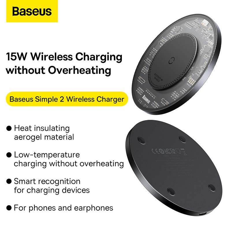 Buy Baseus Wireless Charger - SIMPLE 2 - 15W Black in Cyprus, Nicosia, Limassol, Larnaka, Pafos