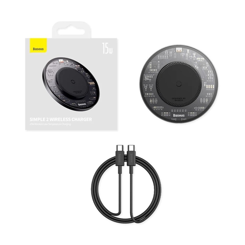 Buy Baseus Wireless Charger - SIMPLE 2 - 15W Black in Cyprus, Nicosia, Limassol, Larnaka, Pafos
