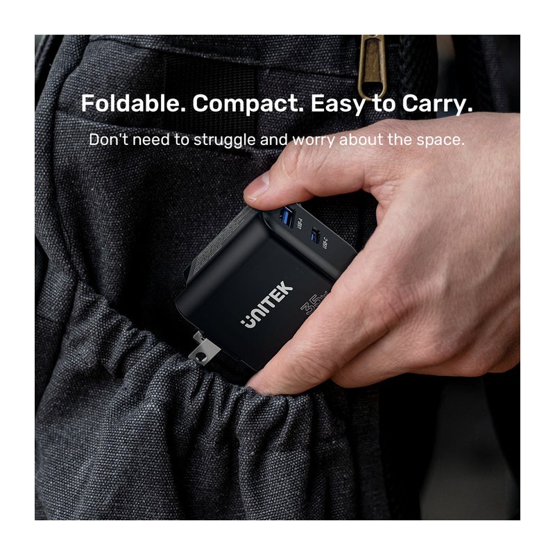 Buy Unitek Charge Wall 35W 1xUSB-C PD & 1xQC 3.0 UK EU US - P1119A - Black in Cyprus, Nicosia, Limassol, Larnaka, Pafos