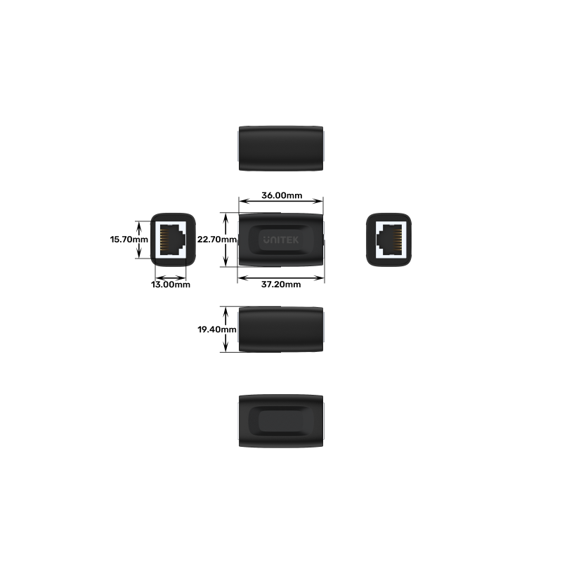 Buy Unitek Network RJ45 F-F Ethernet Coupler - A1026BK - RJ45 F-F Ethernet Coupler in Cyprus, Nicosia, Limassol, Larnaka, Pafos