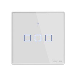 Buy Sonoff WiFi Smart Wall Touch Switch - T2EU3C-TX - 3-Button White in Cyprus, Nicosia, Limassol, Larnaka, Pafos