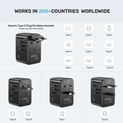 Buy Unitek World Travel Adapter & 100W Charger - P1123A - EU UK US 4x USB-C + 1x... in Cyprus, Nicosia, Limassol, Larnaka, Pafos
