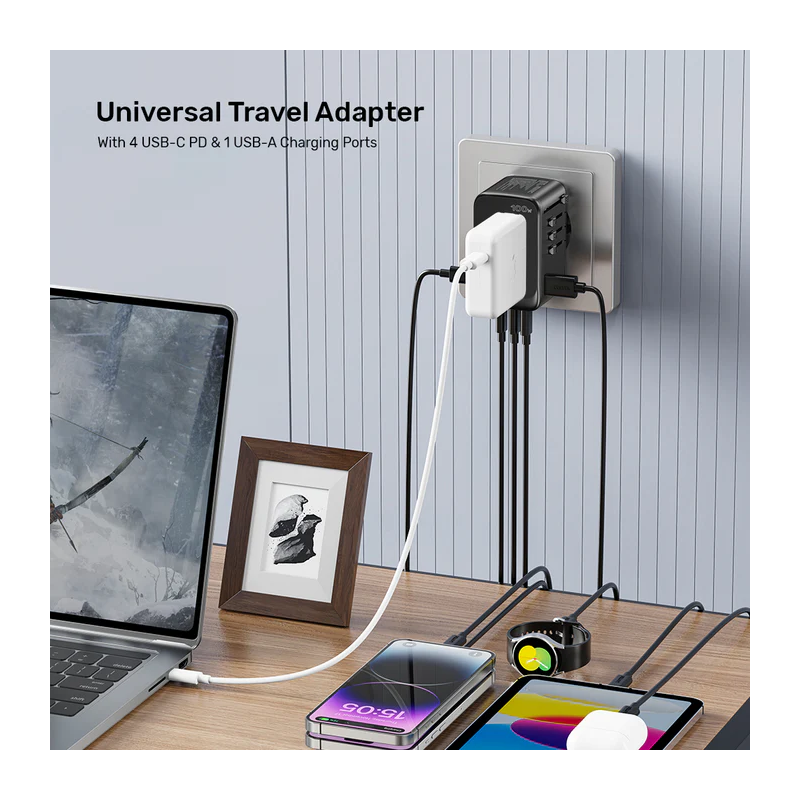 Buy Unitek World Travel Adapter & 100W Charger - P1123A - EU UK US 4x USB-C + 1x... in Cyprus, Nicosia, Limassol, Larnaka, Pafos