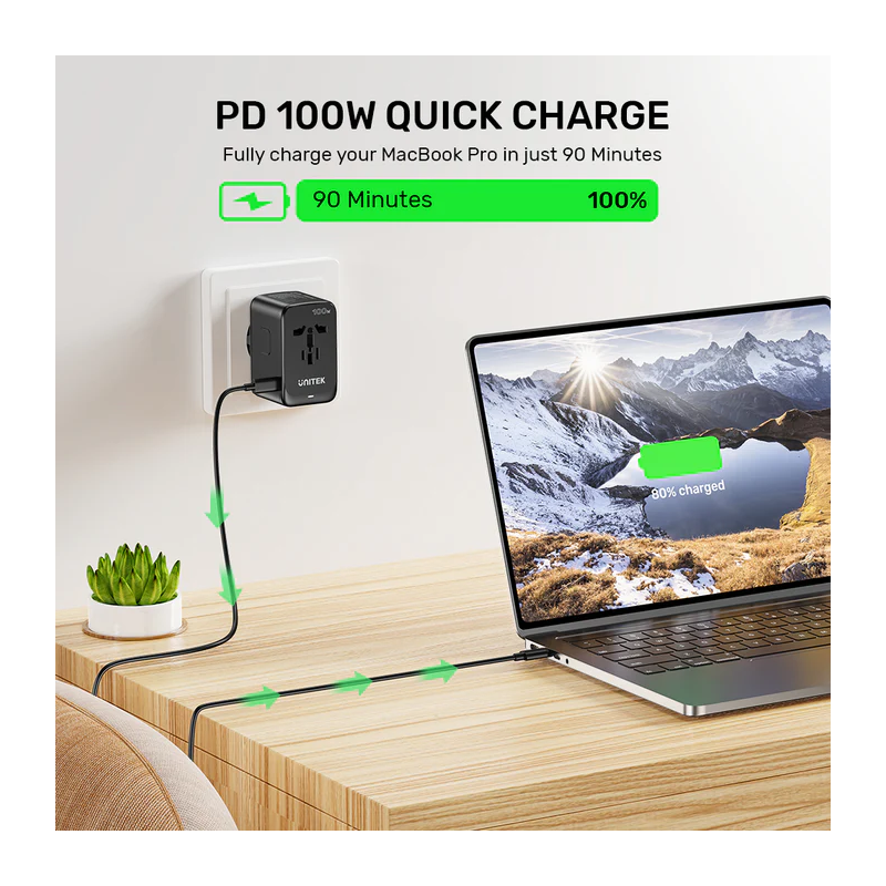 Buy Unitek World Travel Adapter & 100W Charger - P1123A - EU UK US 4x USB-C + 1x... in Cyprus, Nicosia, Limassol, Larnaka, Pafos