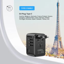 Buy Unitek World Travel Adapter & 100W Charger - P1123A - EU UK US 4x USB-C + 1x... in Cyprus, Nicosia, Limassol, Larnaka, Pafos