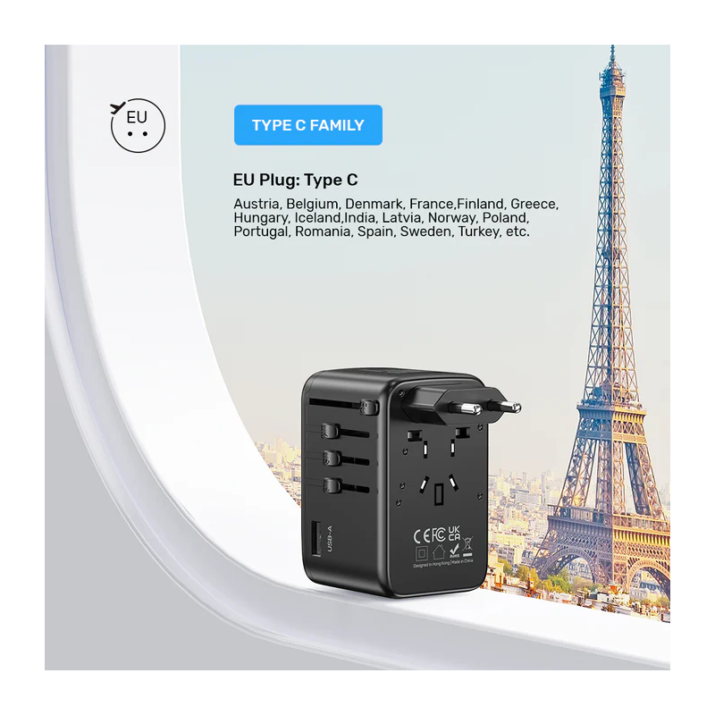 Buy Unitek World Travel Adapter & 100W Charger - P1123A - EU UK US 4x USB-C + 1x... in Cyprus, Nicosia, Limassol, Larnaka, Pafos