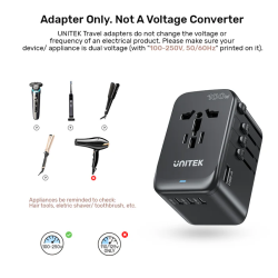 Buy Unitek World Travel Adapter & 100W Charger - P1123A - EU UK US 4x USB-C + 1x... in Cyprus, Nicosia, Limassol, Larnaka, Pafos