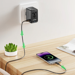 Buy Unitek World Travel Adapter & 100W Charger - P1123A - EU UK US 4x USB-C + 1x... in Cyprus, Nicosia, Limassol, Larnaka, Pafos