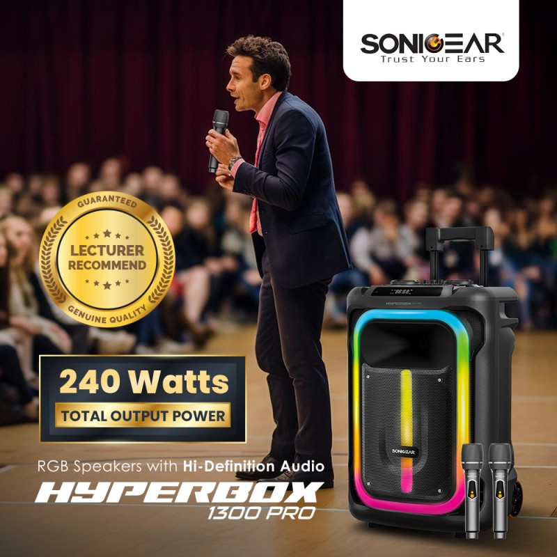 Buy SonicGear Portable Karaoke Speaker - 1300 Pro - 12'' 240W TWS BT USB 2x Mics... in Cyprus, Nicosia, Limassol, Larnaka, Pafos