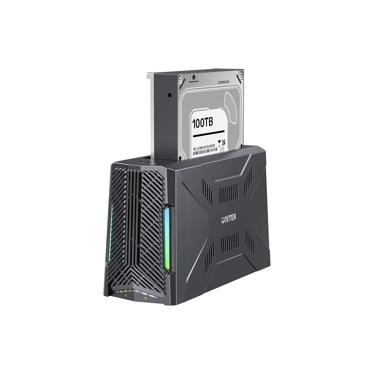 Unitek USB-C NVME PCIe SATA HDD Docking Station - S1234B - USB-C NVME PCIe SATA HDD 10Gbps RGB