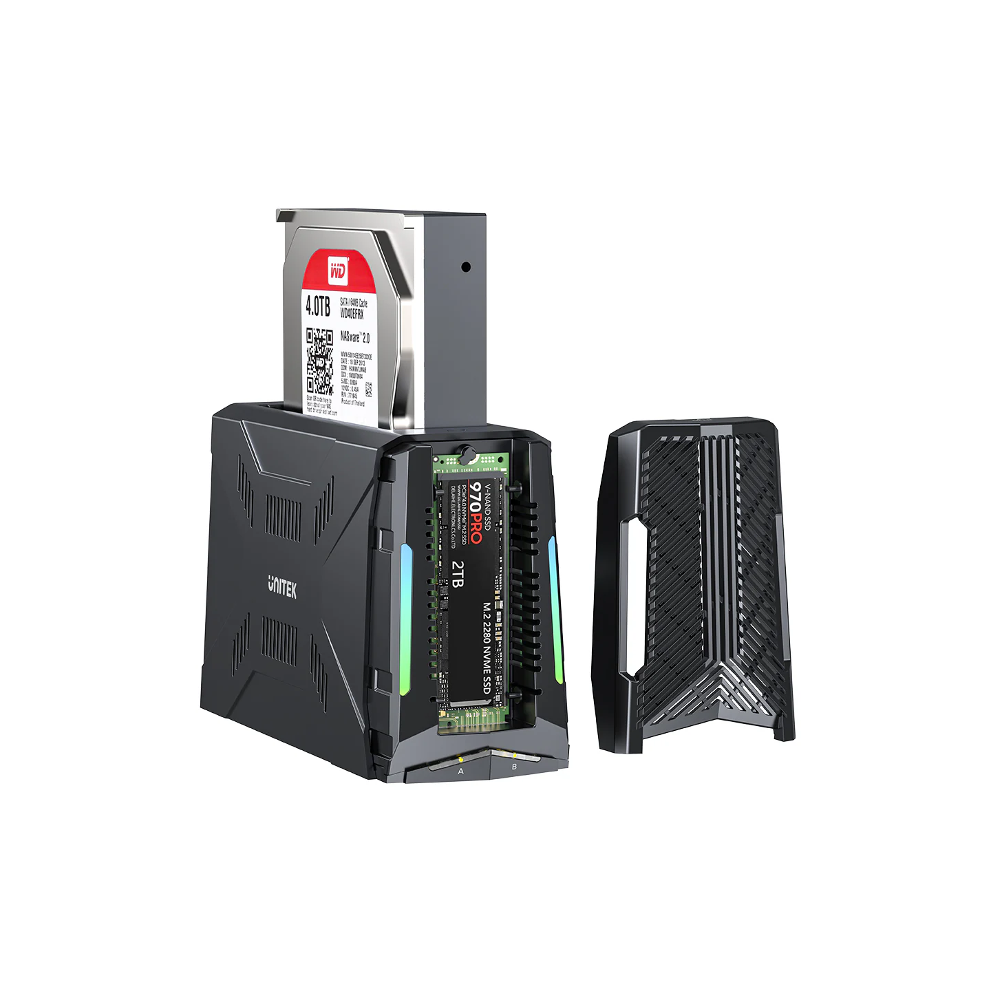 Unitek USB-C NVME PCIe SATA HDD Docking Station - S1234B - USB-C NVME PCIe SATA HDD 10Gbps RGB
