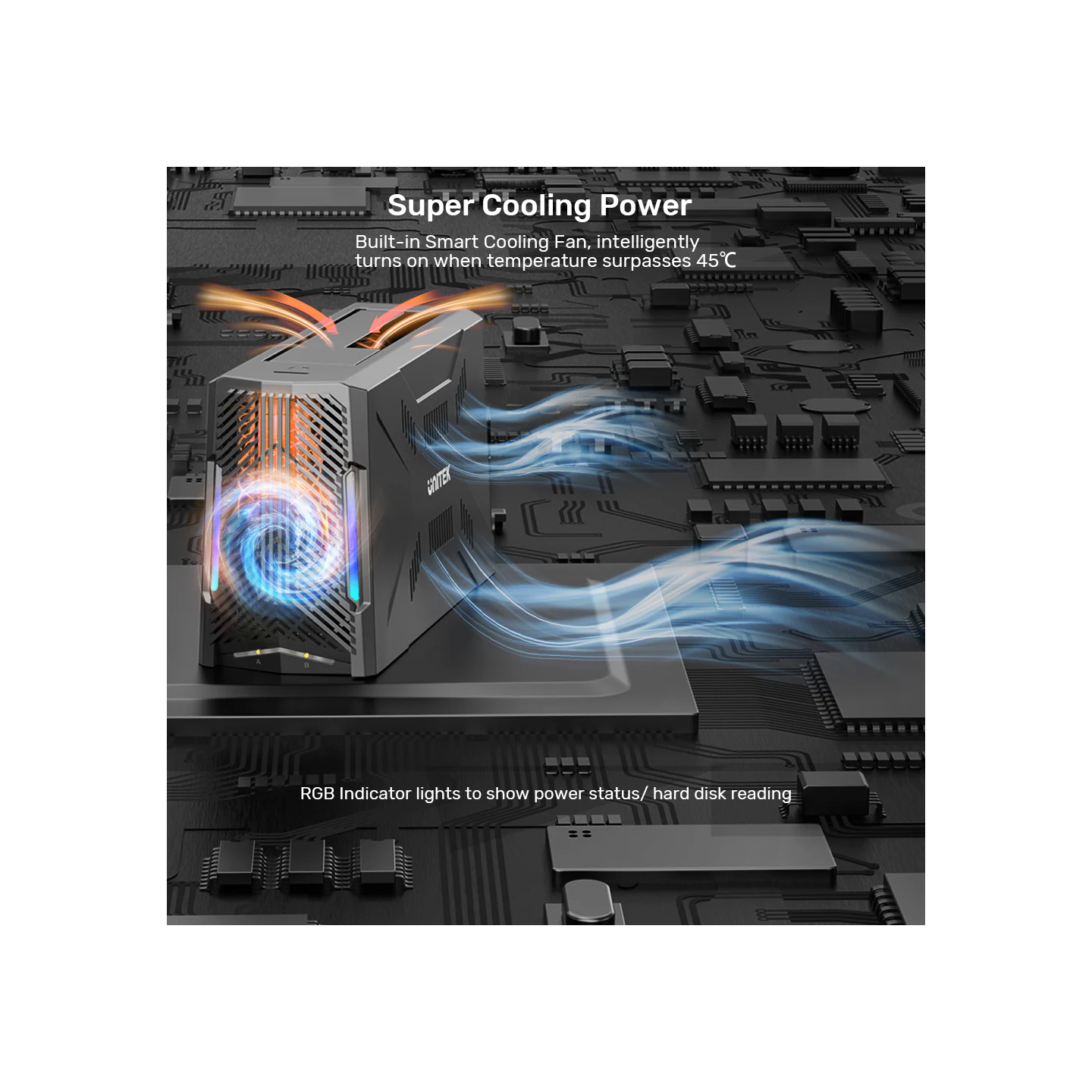 Unitek USB-C NVME PCIe SATA HDD Docking Station - S1234B - USB-C NVME PCIe SATA HDD 10Gbps RGB