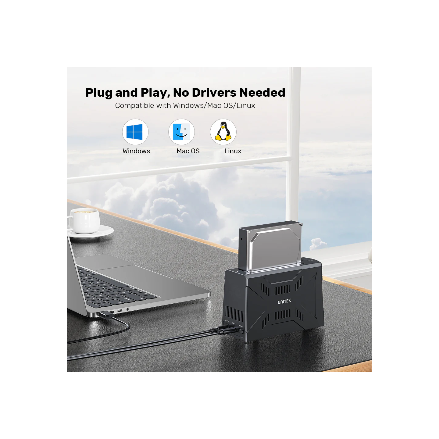 Unitek USB-C NVME PCIe SATA HDD Docking Station - S1234B - USB-C NVME PCIe SATA HDD 10Gbps RGB