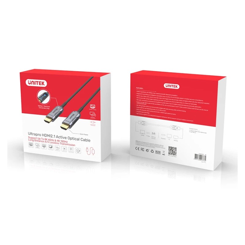 Buy Unitek UltraPro HDMI V2.1 Active Optical Cable - C11030 - 20m in Cyprus, Nicosia, Limassol, Larnaka, Pafos