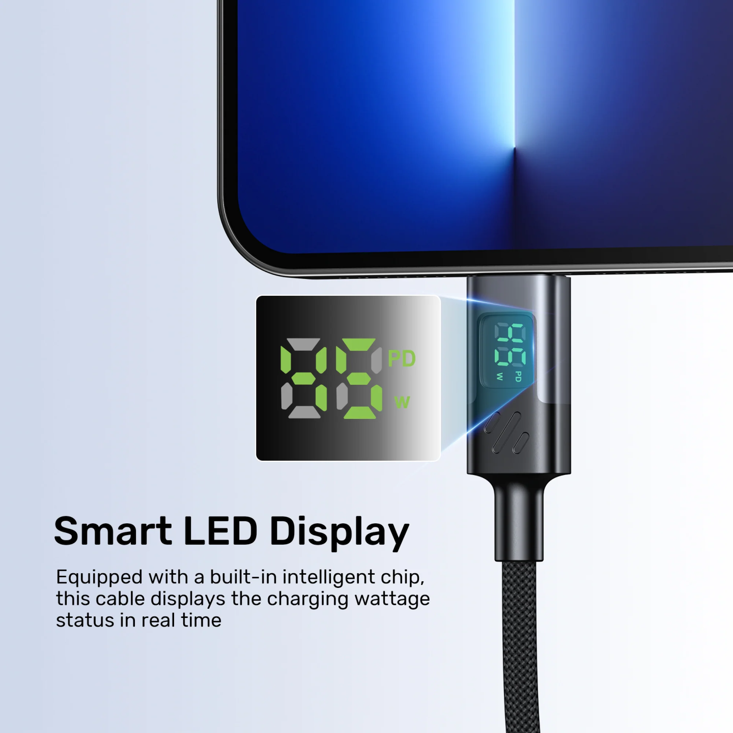 Unitek C14158A-1M USB-C to USB-C 60W PD Braided Cable w/ LED Display 1m (Boxed) — Buy in Cyprus with Fast Delivery