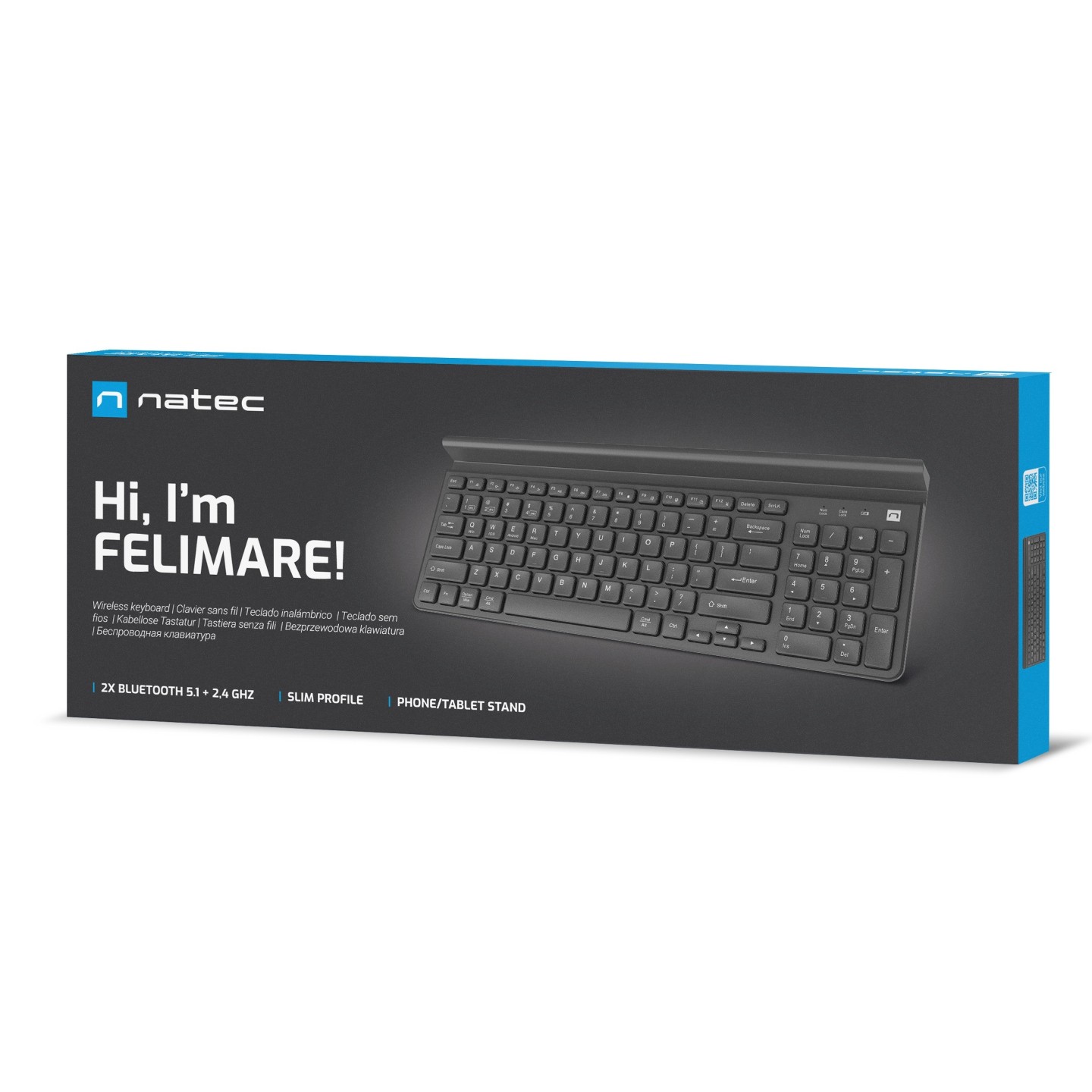 Natec FELIMARE Wireless Keyboard 2.4GHz+BT5.1 w/ Phone/Tablet Stand (Boxed) — Buy in Cyprus with Fast Delivery
