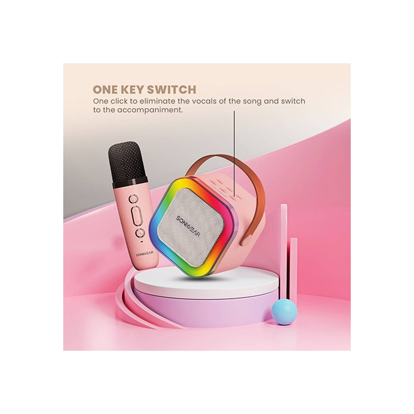 SonicGear IOX Karaoke Portable Speaker - K200 - BT & Wireless Mic Pink — Buy in Cyprus with Fast Delivery