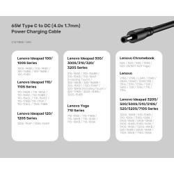 Buy Unitek UCL USB-C to DC Cable - C14118BK - 1.8m 65W for Lenovo 4.0x1.7mm in Cyprus, Nicosia, Limassol, Larnaka, Pafos