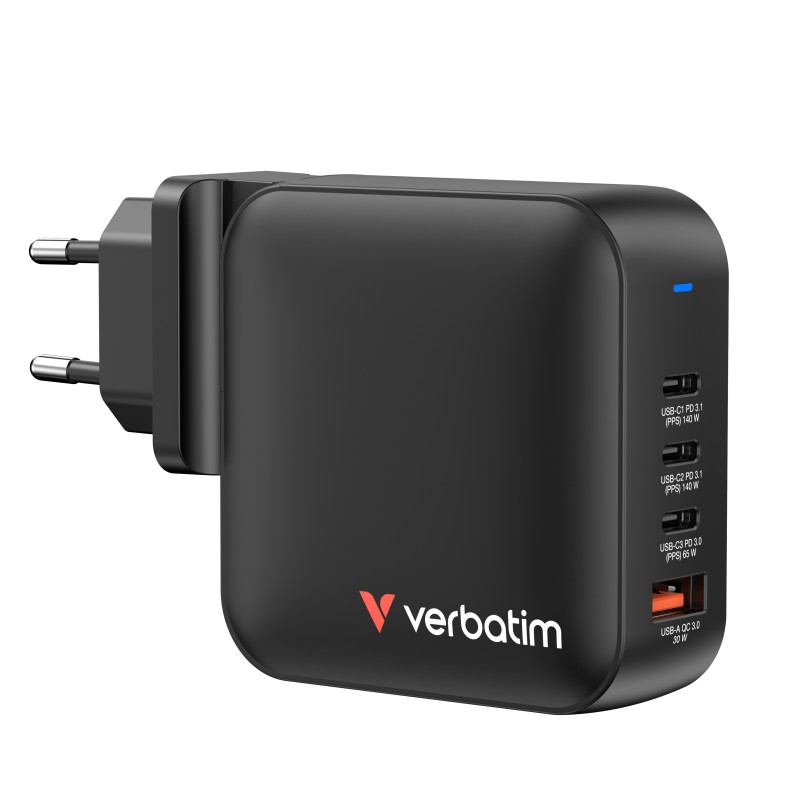 Buy Verbatim Charger Wall - GNC-140 - 165W Mini GaN 3xUSBC 1xUSBA in Cyprus, Nicosia, Limassol, Larnaka, Pafos