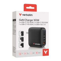 Buy Verbatim Charger Wall - GNC-140 - 165W Mini GaN 3xUSBC 1xUSBA in Cyprus, Nicosia, Limassol, Larnaka, Pafos
