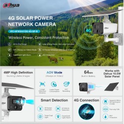 Buy Dahua IP 4.0MP 4G 3.6mm Solar Power Network PT Camera - HFW244IDG-4G-SP-B-03... in Cyprus, Nicosia, Limassol, Larnaka, Pafos