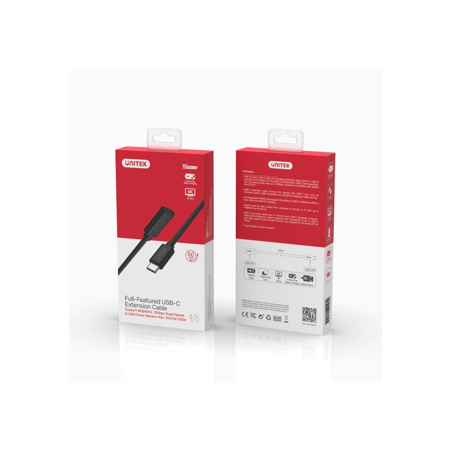 Unitek MC Type-C Extension Cable PD100W 1.0m - C14086BK-1M - PD100W 1.0m — Buy in Cyprus with Fast Delivery