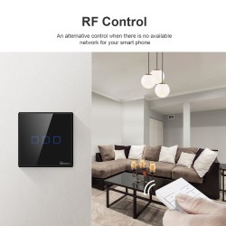 Buy Sonoff WiFi Smart Wall Touch Switch Black - T3 UK 3C - Black in Cyprus, Nicosia, Limassol, Larnaka, Pafos