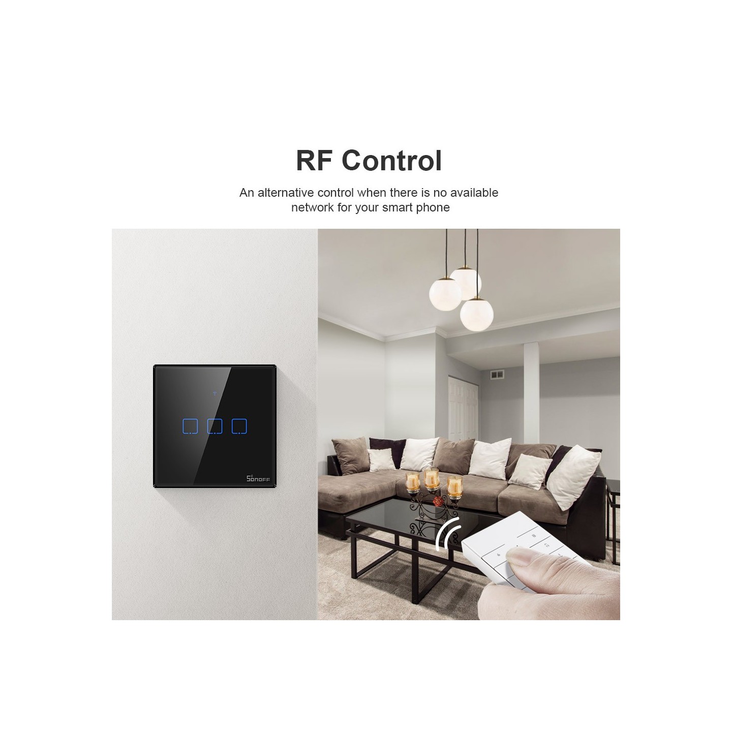 Sonoff WiFi Smart Wall Touch Switch Black - T3 UK 3C - Black — Buy in Cyprus with Fast Delivery