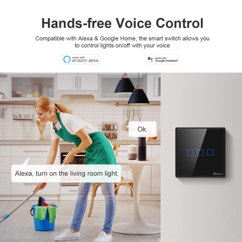 Buy Sonoff WiFi Smart Wall Touch Switch Black - T3 UK 3C - Black in Cyprus, Nicosia, Limassol, Larnaka, Pafos