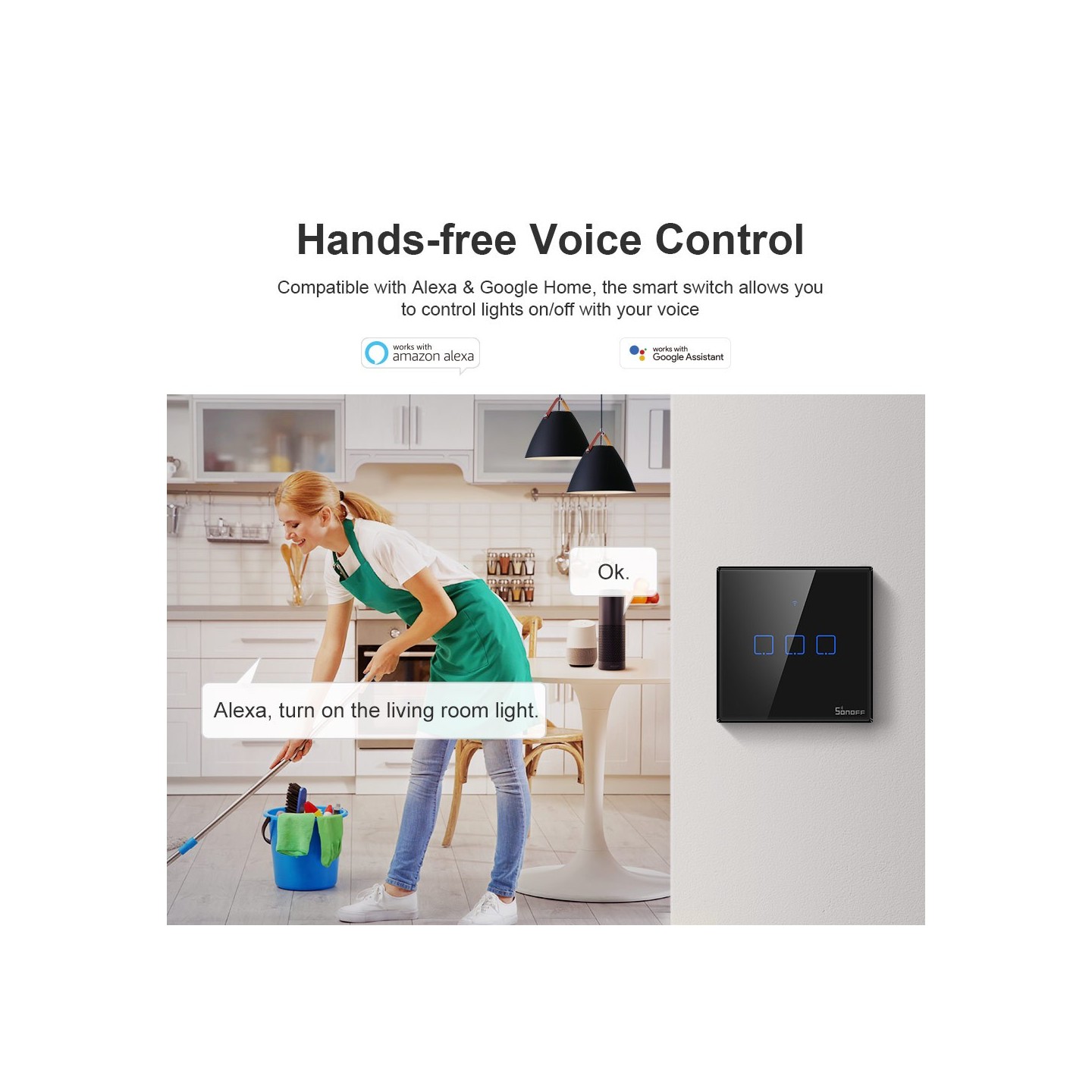 Sonoff WiFi Smart Wall Touch Switch Black - T3 UK 3C - Black — Buy in Cyprus with Fast Delivery