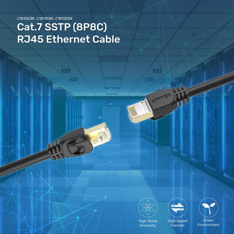 Buy Unitek CAT7 Patch Cable SSTP 0.5m Black - C1808HBK - CAT7 Patch Cable SSTP 0... in Cyprus, Nicosia, Limassol, Larnaka, Pafos