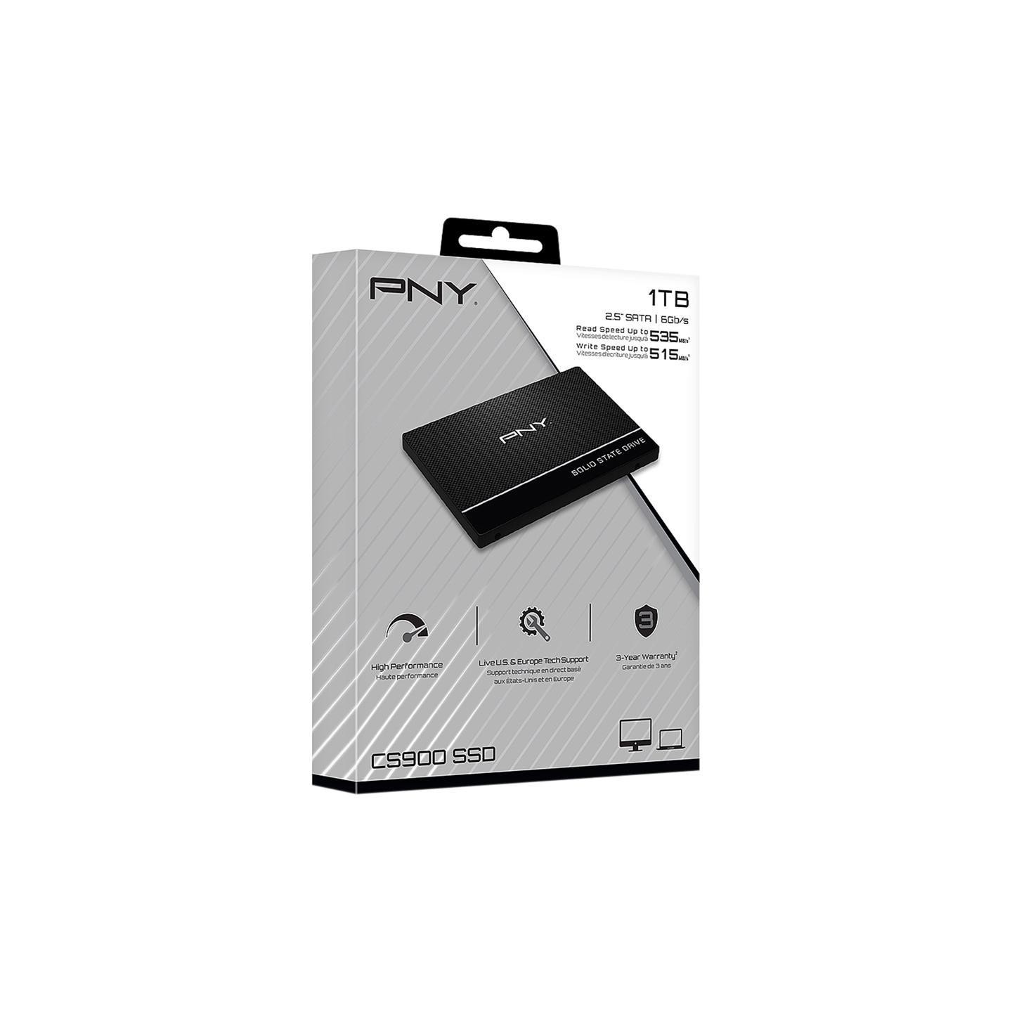 PNY CS900 1TB 2.5" SATA III SSD - 535 MB/s - SSD7CS900-1TB-RB (Boxed) — Buy in Cyprus with Fast Delivery