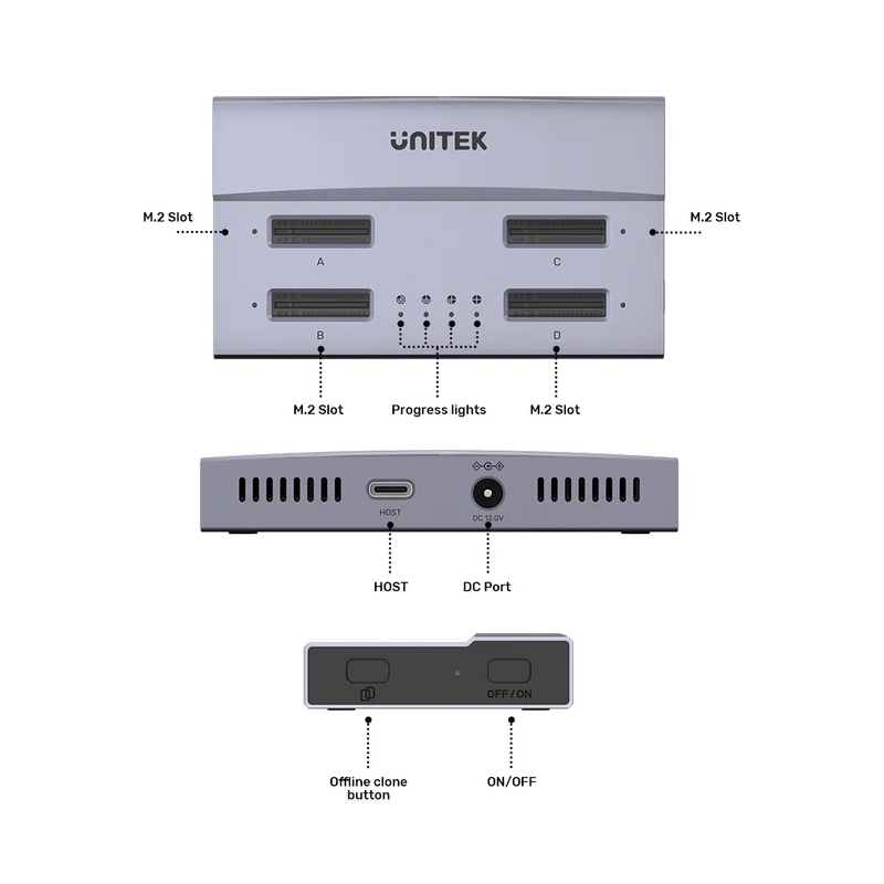 Buy Unitek HDK USB4 4-Bay M.2 SSD Docking Station - S1243B - Offline Clone in Cyprus, Nicosia, Limassol, Larnaka, Pafos