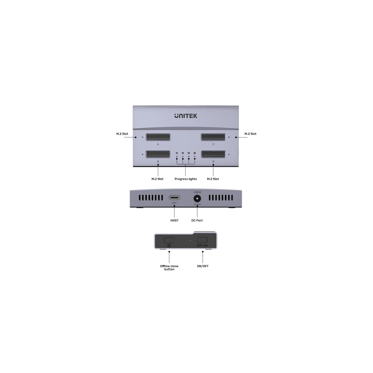 Unitek HDK USB4 4-Bay M.2 SSD Docking Station - S1243B - Offline Clone — Buy in Cyprus with Fast Delivery