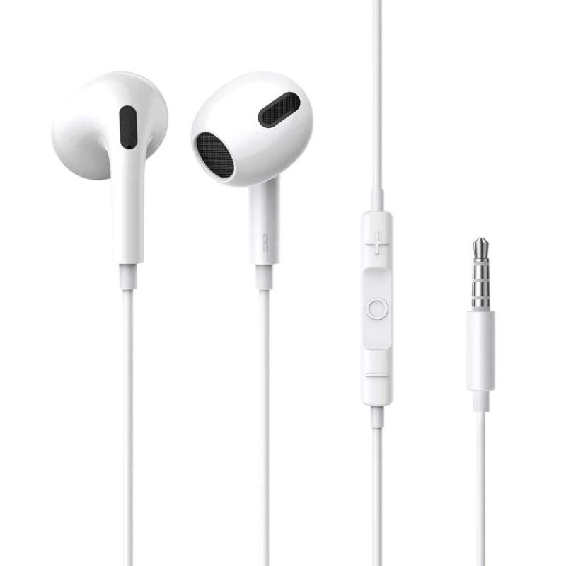 Buy Baseus Headphones In Ear Wired 3.5mm - H17 - White in Cyprus, Nicosia, Limassol, Larnaka, Pafos