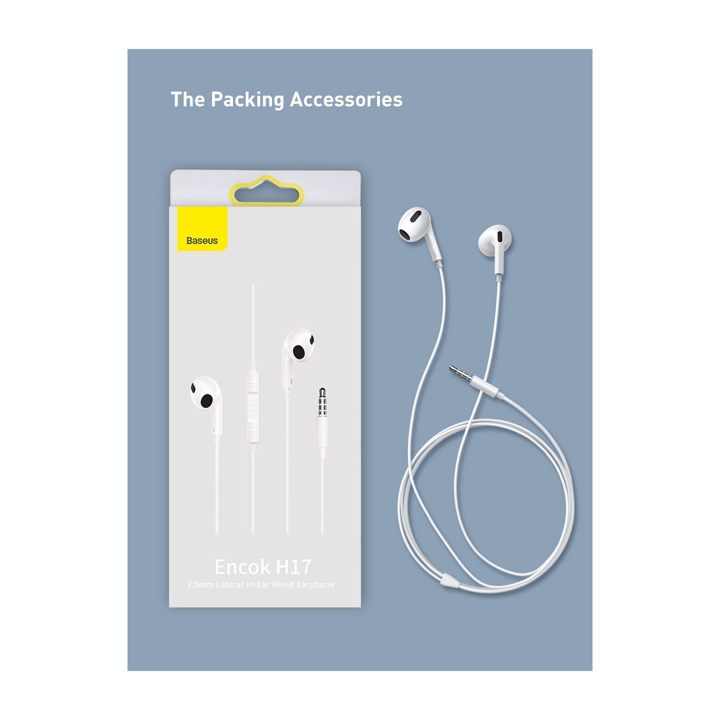 Baseus Headphones In Ear Wired 3.5mm - H17 - White — Buy in Cyprus with Fast Delivery
