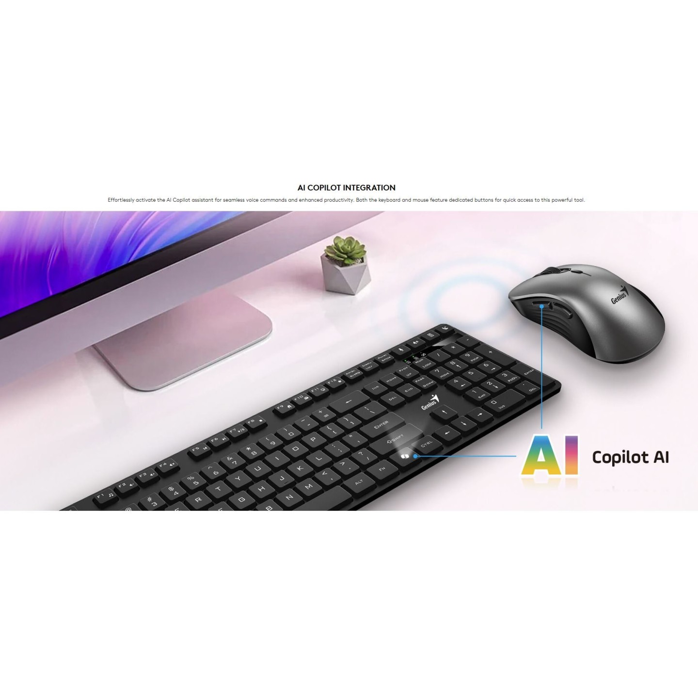 Genius KM-8216S Wireless AI Copilot Keyboard-Mouse Set Russian (Boxed) — Buy in Cyprus with Fast Delivery