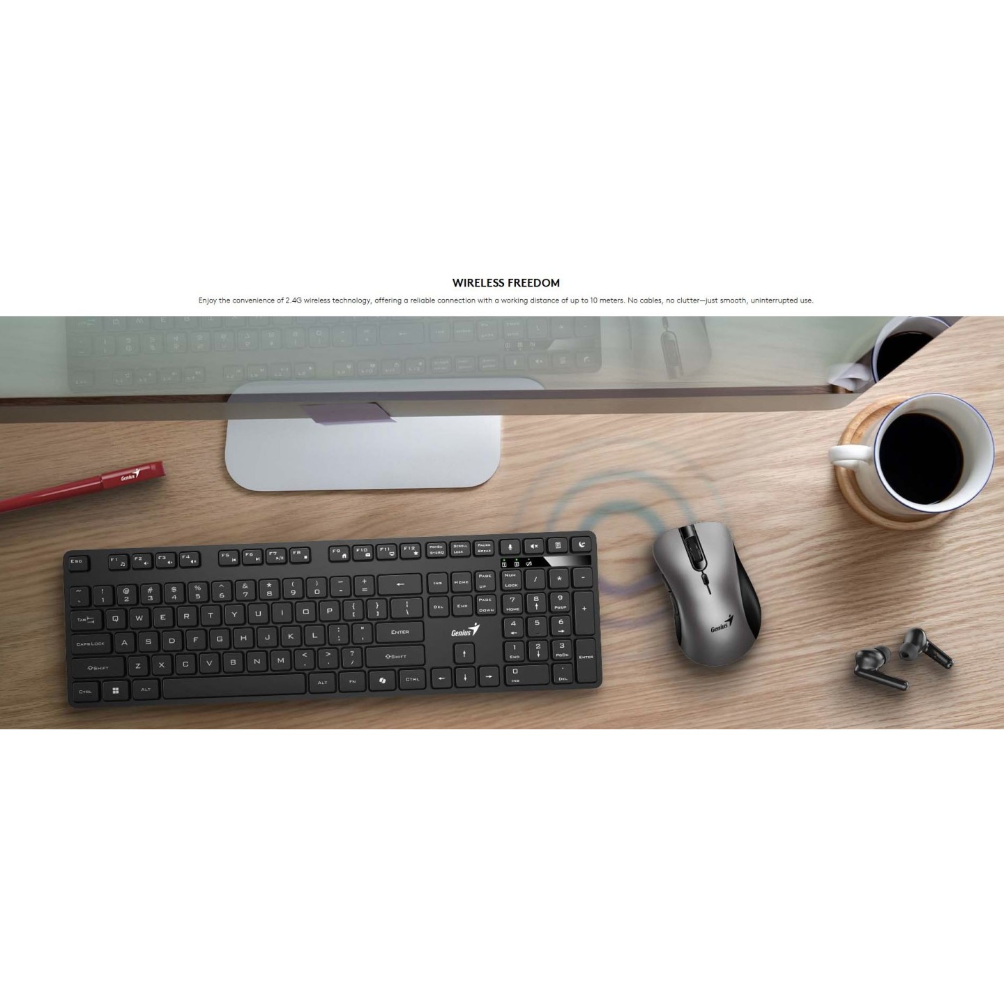 Genius KM-8216S Wireless AI Copilot Keyboard-Mouse Set Russian (Boxed) — Buy in Cyprus with Fast Delivery