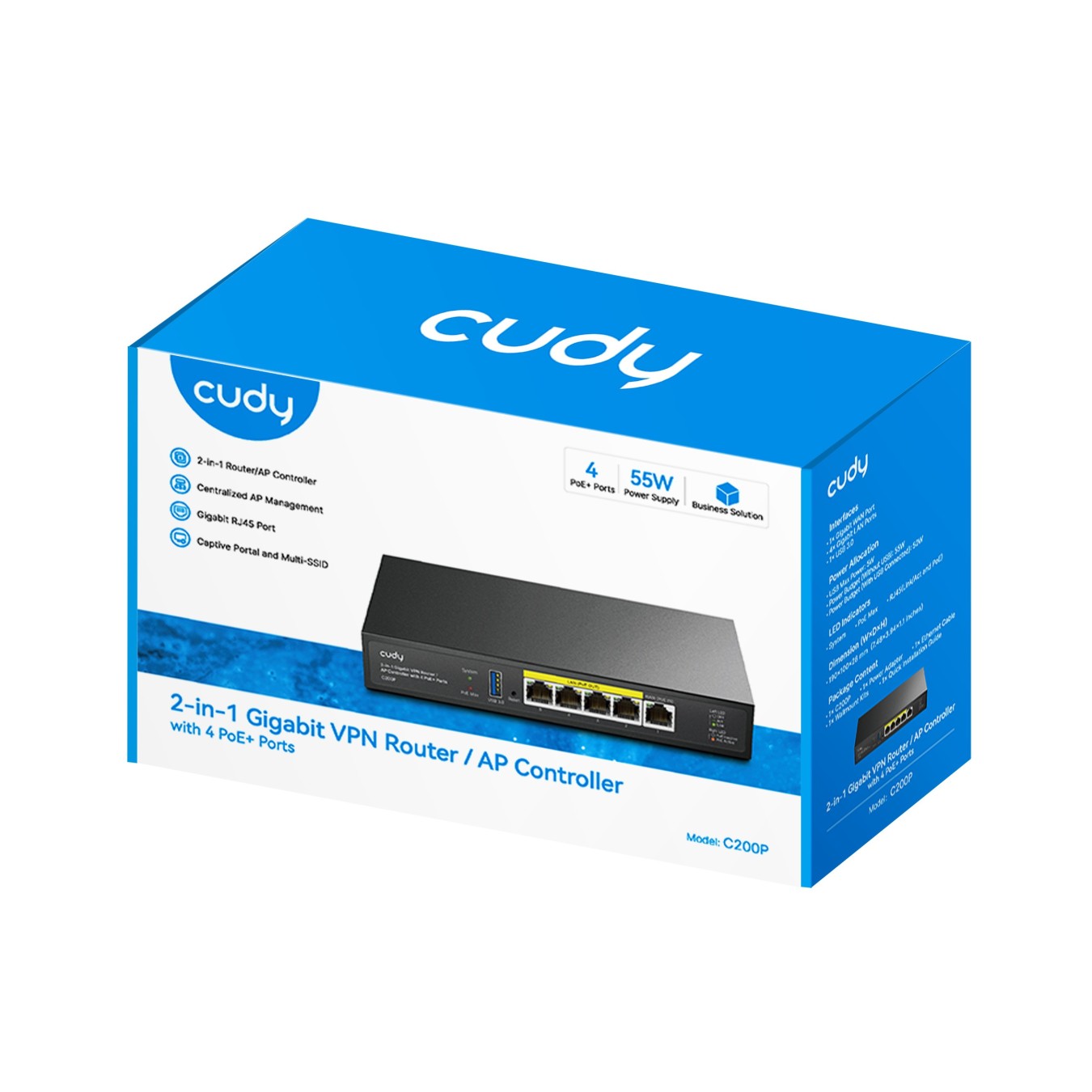 Cudy C200P 1.0 – Gigabit VPN Router/AP Controller 4 PoE+ Ports | Armenius Store