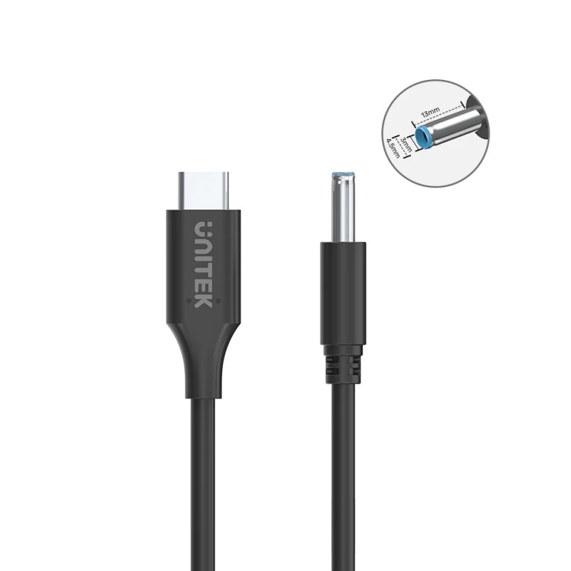 Buy Unitek UCL USB-C to DC Cable 1.8m 65W for HP 4.5x3.0mm - C14117BK - 1.8m 65W... in Cyprus, Nicosia, Limassol, Larnaka, Pafos