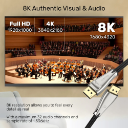 Buy Unitek DisplayPort Cable - C1606BNI - DisplayPort V1.4 Cable 8K60Hz 1m Silver in Cyprus, Nicosia, Limassol, Larnaka, Pafos