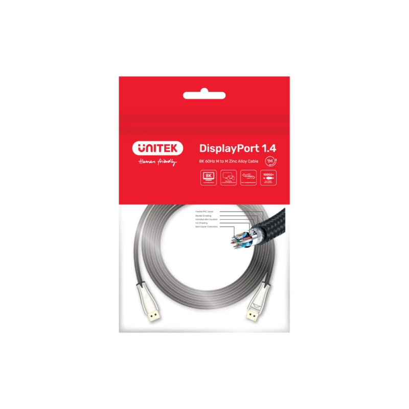 Buy Unitek DisplayPort Cable - C1606BNI - DisplayPort V1.4 Cable 8K60Hz 1m Silver in Cyprus, Nicosia, Limassol, Larnaka, Pafos