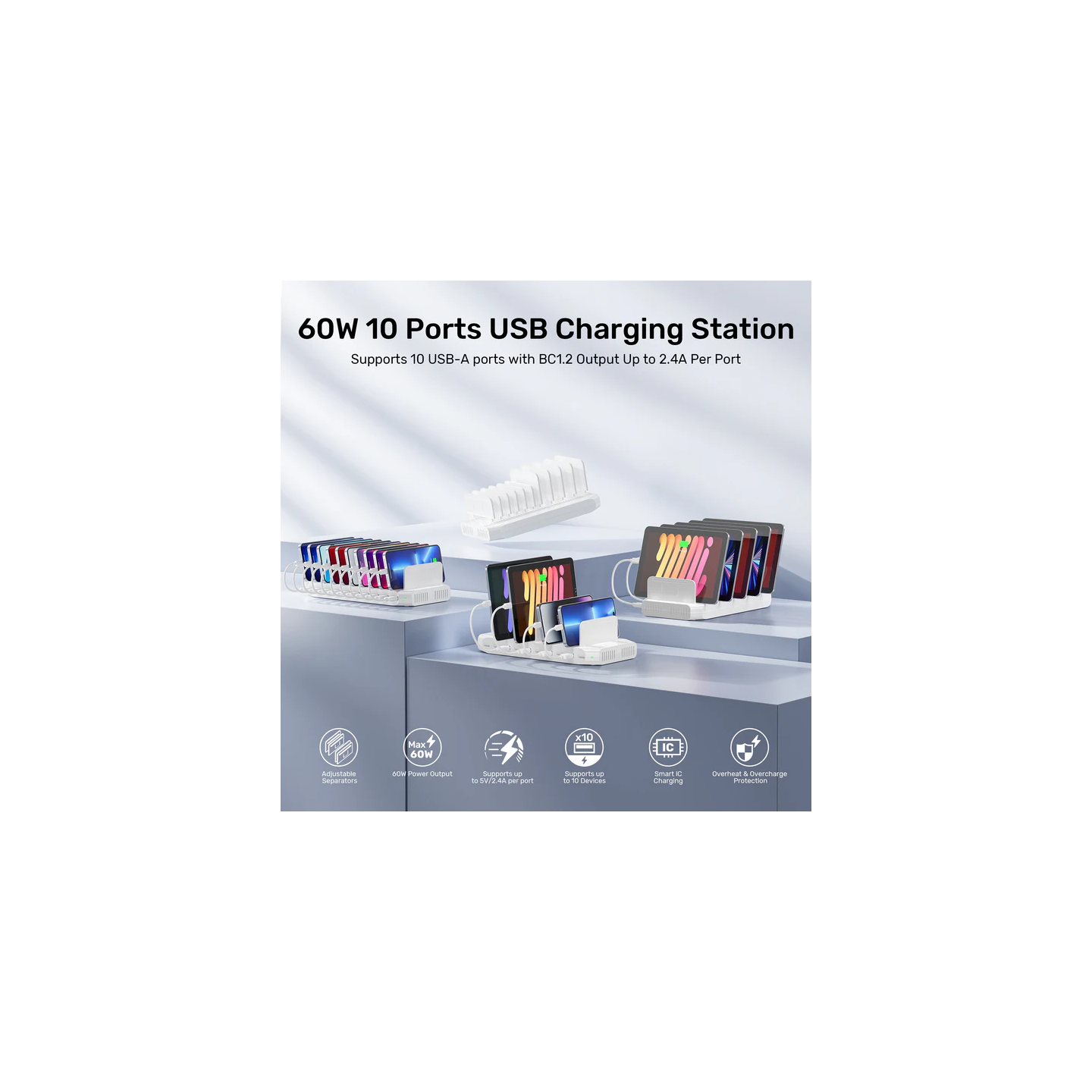 Unitek Charge Station 60W 10-Port 10x2.4A - Y-2190D - 60W 10-Port 10x2.4A — Buy in Cyprus with Fast Delivery