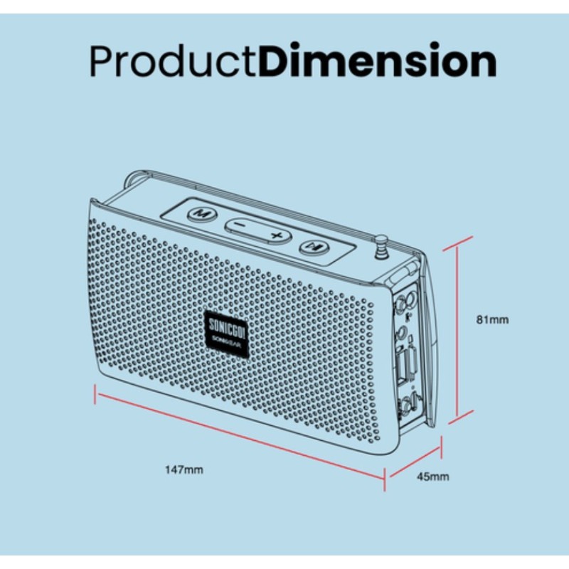 Buy SonicGear SONICGO! - RDO30-X - Portable BT FM USB Speaker Gray in Cyprus, Nicosia, Limassol, Larnaka, Pafos