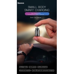 Buy Baseus Car Charger - CCALL-ML02 - Grain Car Charger 3.1A White in Cyprus, Nicosia, Limassol, Larnaka, Pafos